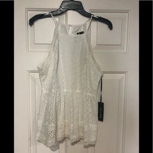 NWT White Lace Peplum Tank
